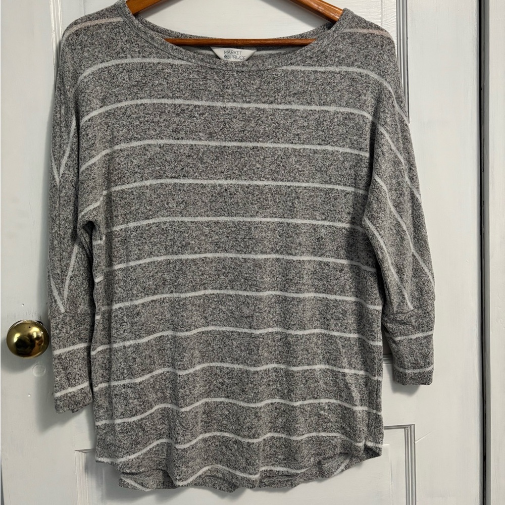 Gray & white stripe sweater